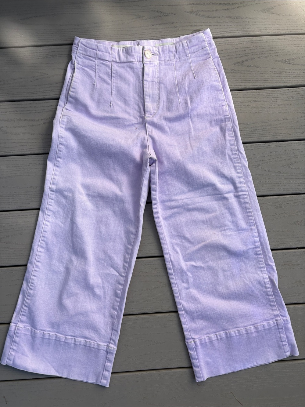 Anthropologie Lilac Cropped Wide-Leg Jeans